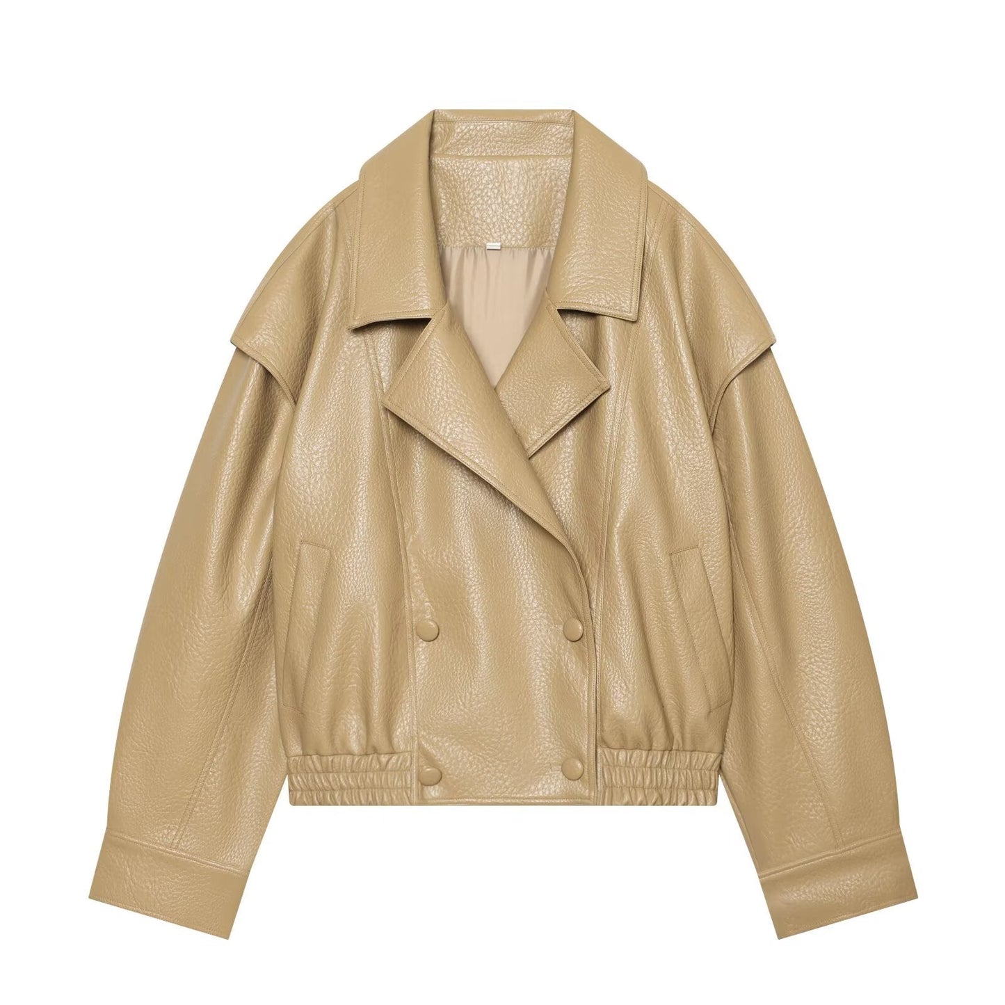Women's leather effect loose pilot jacket Coat