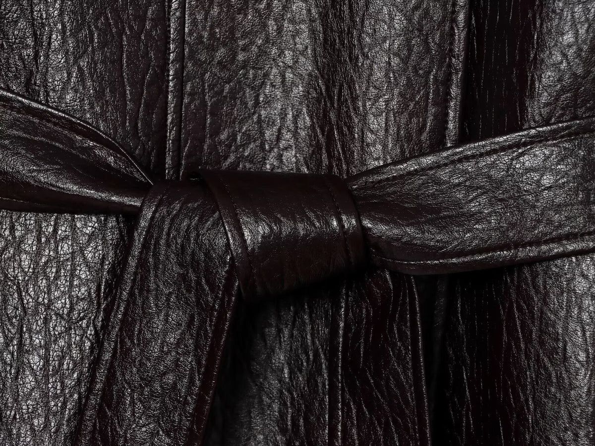 Women's with belt leather effect jacket Coat