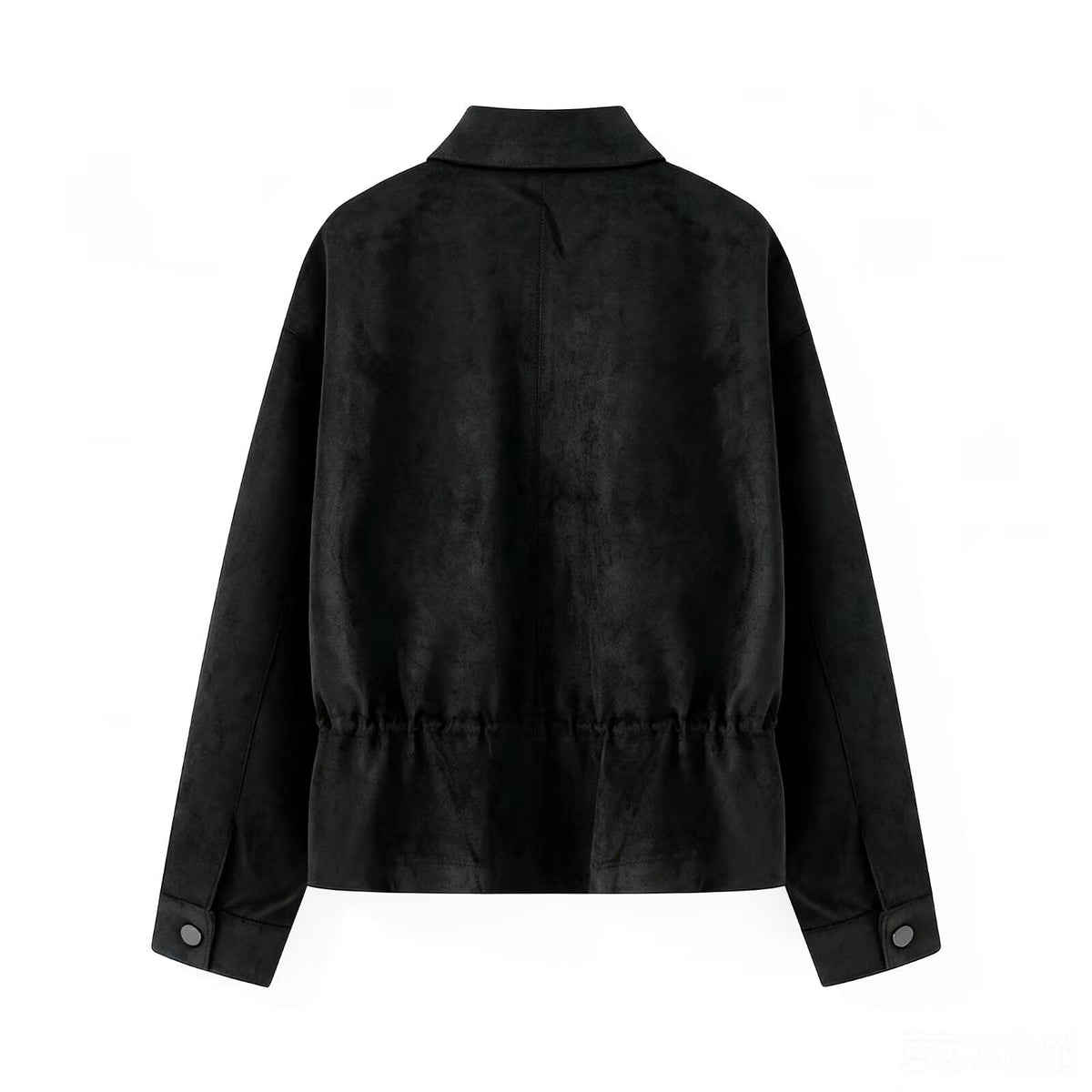 Women's suede textured waist cinched retro jacket