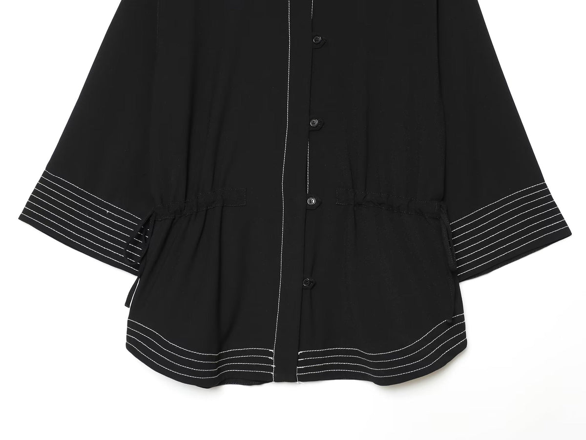 suit Women's 2 pieces contrasting color stitching lapel shirt+pants