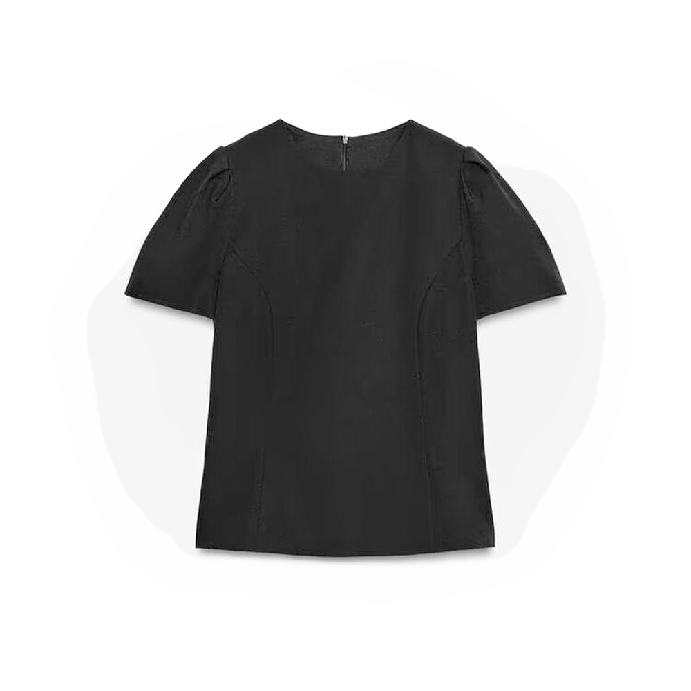Women's slim bubble short sleeved top