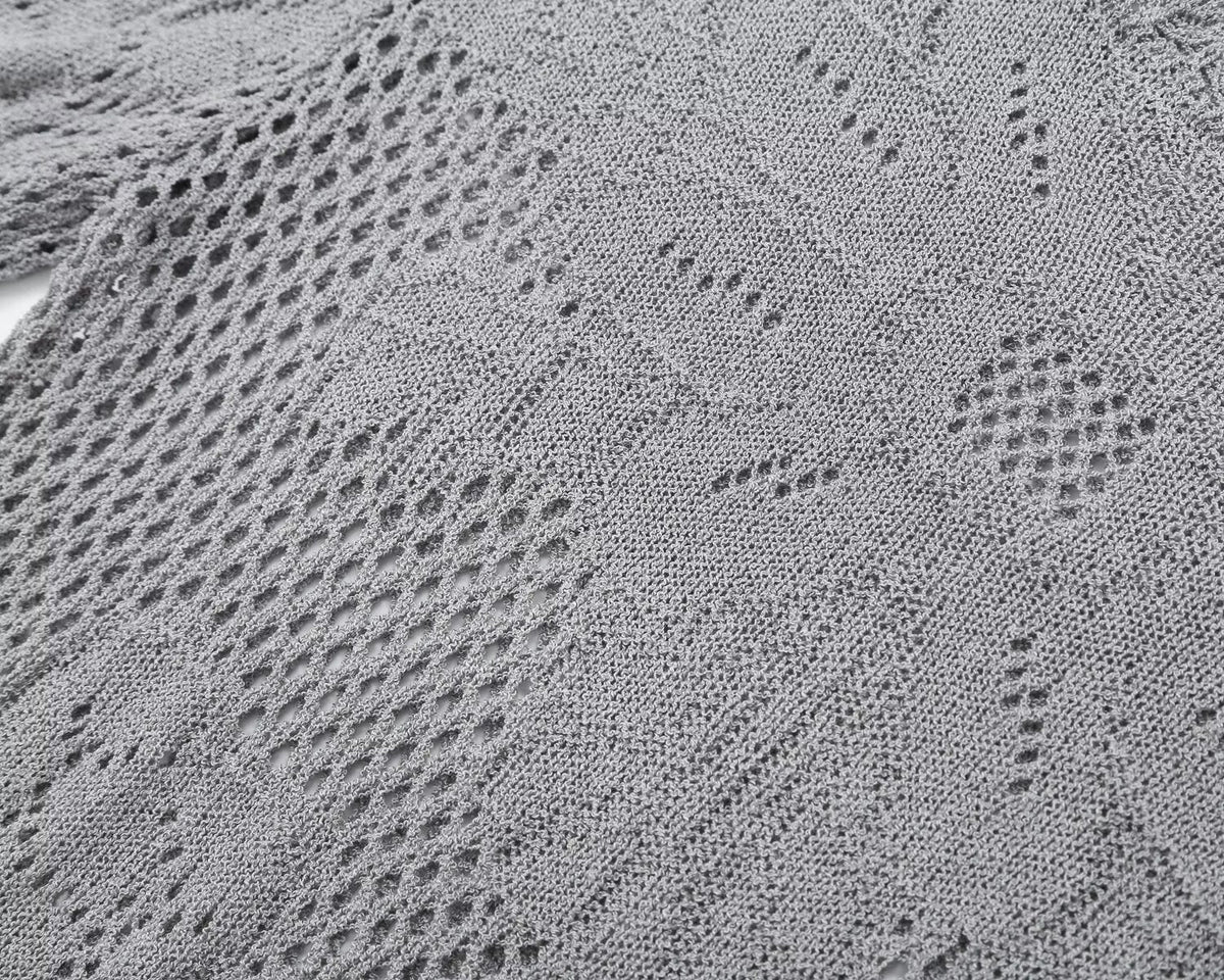 Women's round neck hollow knitted sweater