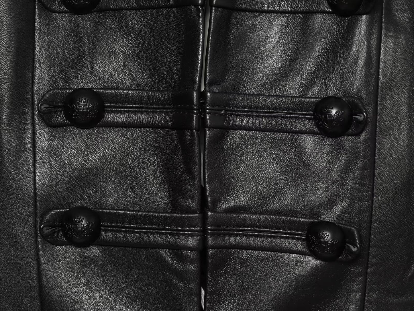 Women's short rope knot buckle imitation leather Coat