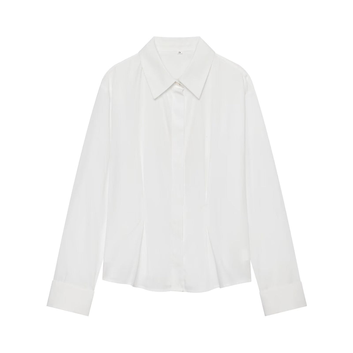 Women's pleated rolled edge sleeve lapel shirt