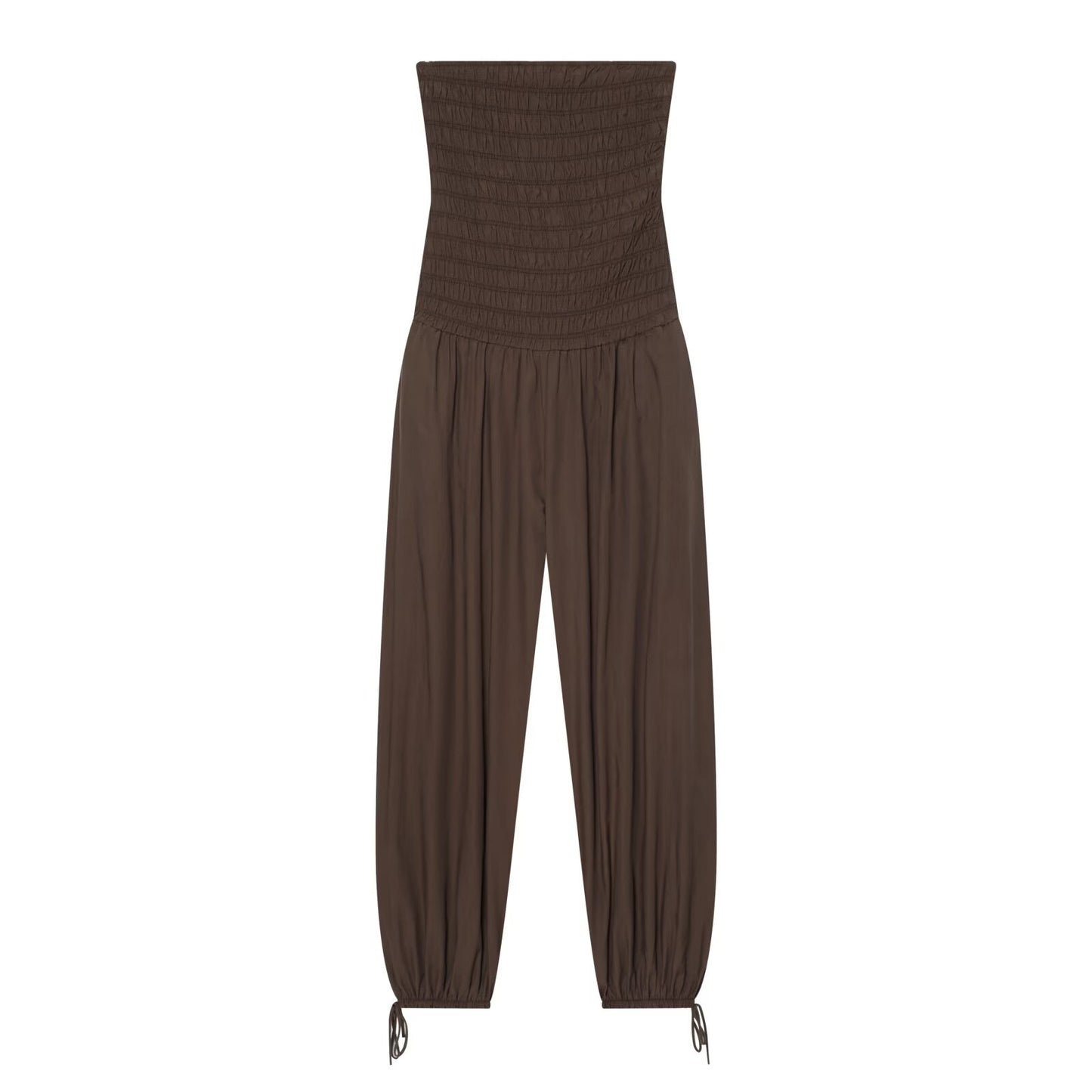 Women's straight neck off shoulder pleated jumpsuit