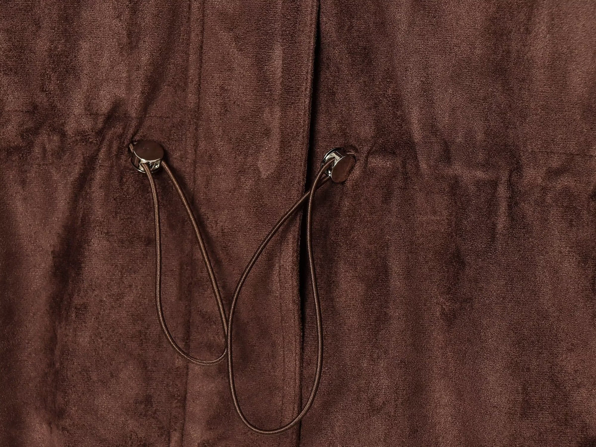 Women's suede waist cinched drawstring jacket Coat