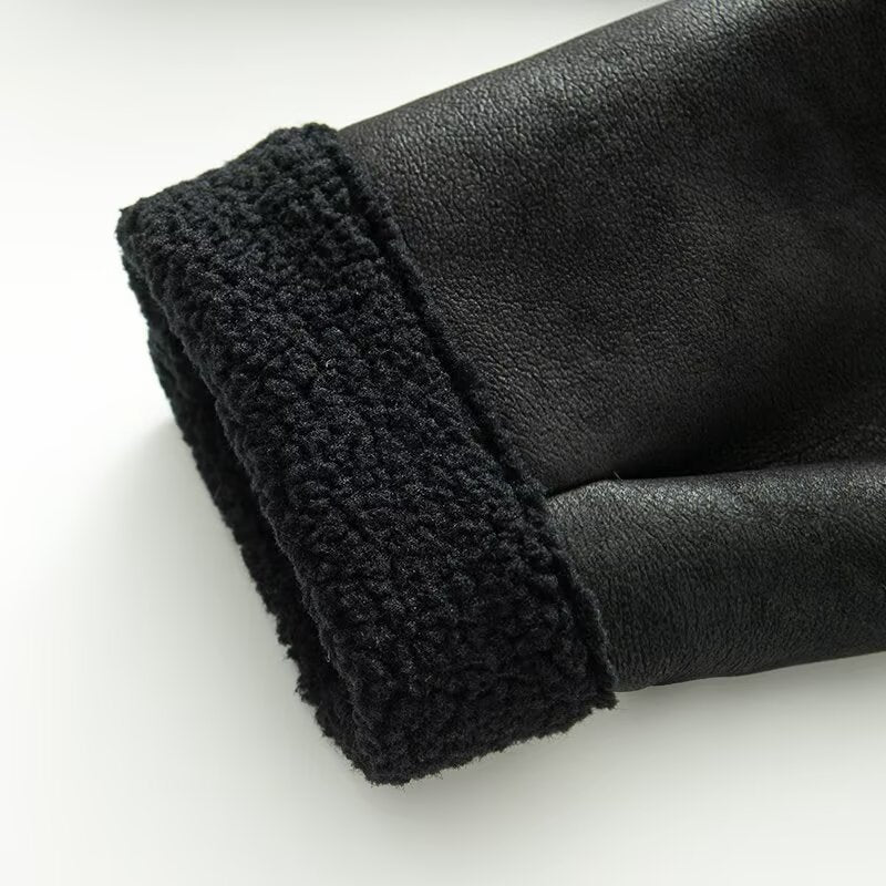 Women's casual double-sided Fur Leather jacket Coat