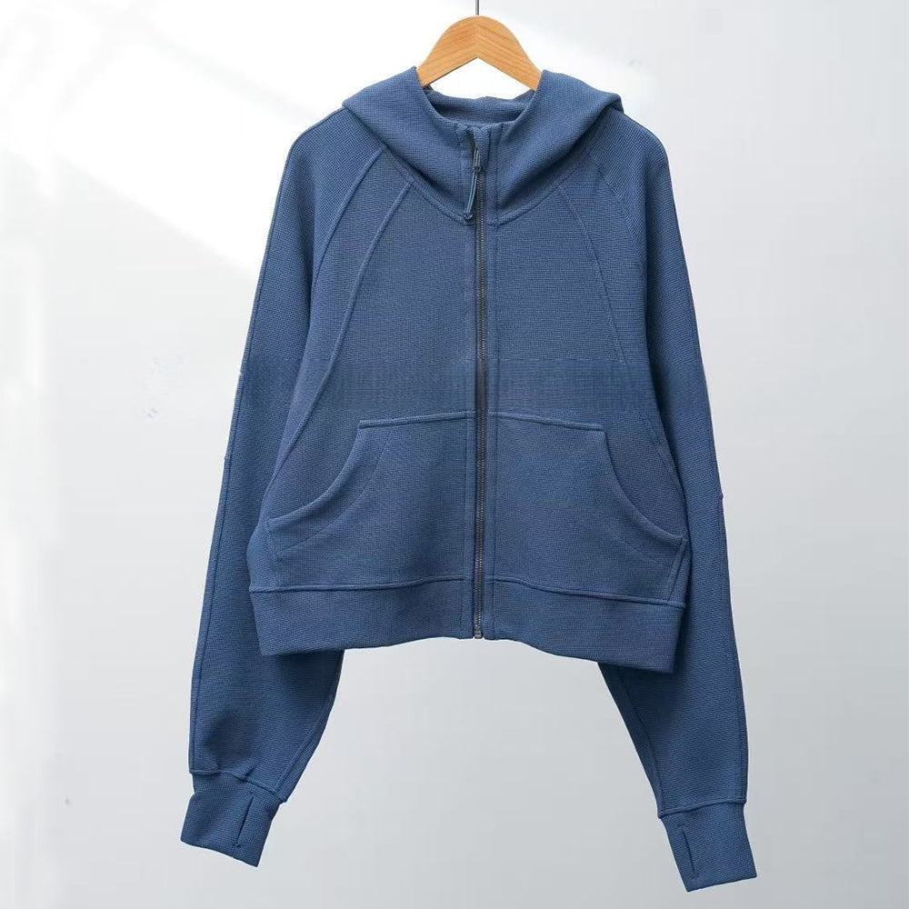 LU women's new hooded sweater full zipper loose coat